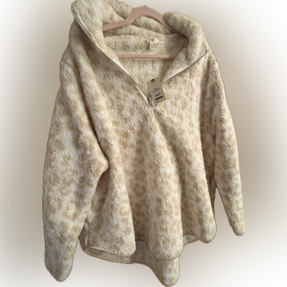 Terra & Sky Super Soft Cream Fleece Half-Zip Pullover